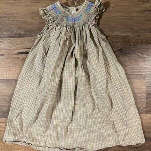 Plaid Sleeveless Dress with Embroidered Neckline